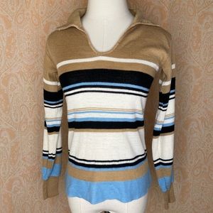 Vintage 70s knit striped collared sweater